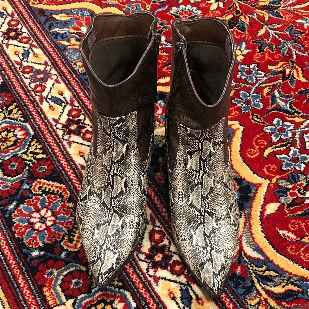 JustFab Snake Print Ankle Boots